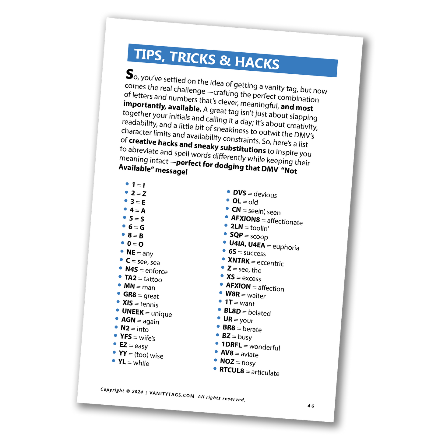 Vanity Tag eBook